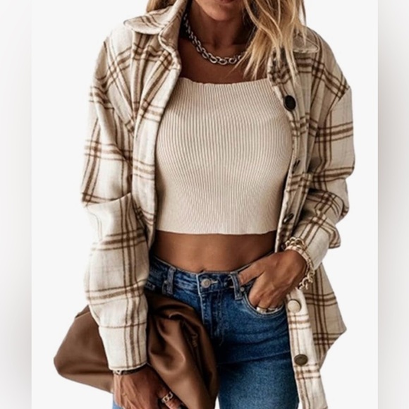 Plaid Button-Up Shirt Jacket - Picture 2 of 7